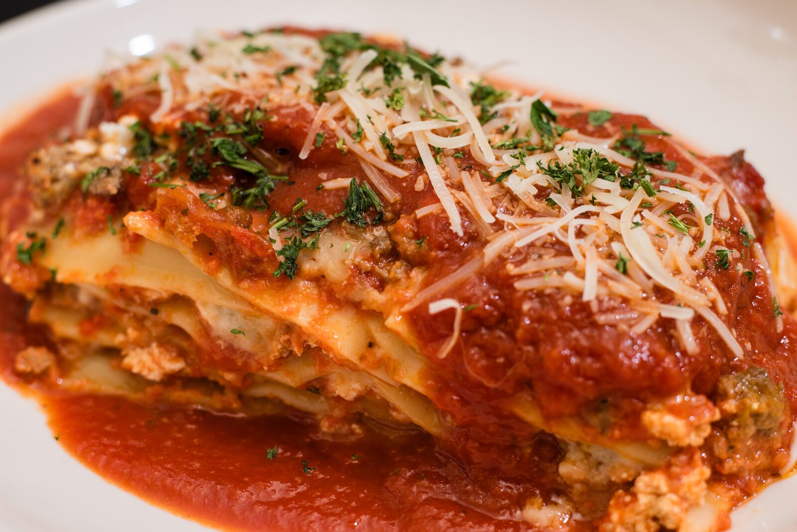 Brianno's Deli Italia made-from-scratch meat lasagna, baked Italian comfort food in Eagan MN