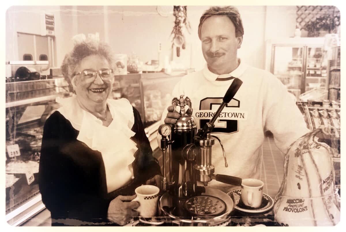Momma Mangine on Brianno's Deli Italia opening day in 1993